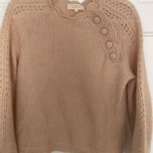 Sezane Women's Cream Sweater with Button Details- Ella Jumper